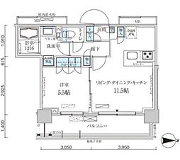 パークアクシス菊川ステーションゲート 1LDKの間取図画像
