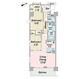 シエルヴィラ桜橋壱番館 1SLDKの間取図画像