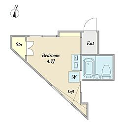 プリズム西横浜 1階ワンルームの間取り