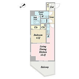 ＴＨＥ　ＲＥＳＩＤＥＮＣＥＨＡＲＵ 4階1LDKの間取り