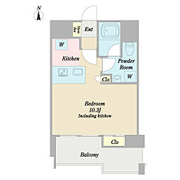 プレール・ドゥーク横濱山下町 ワンルームの間取図画像