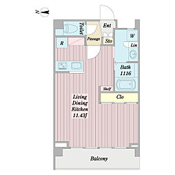 青葉台1丁目ビル ワンルームの間取図画像