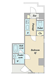 グランバレセンター北 1Kの間取図画像