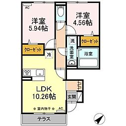 aise village 1階2LDKの間取り