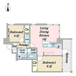 ＷＥＬＩＮＡ 5階2LDKの間取り