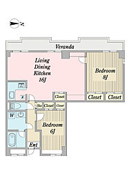 第一飛翔ビル 7階2LDKの間取り
