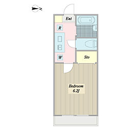 グランデーム 2階1Kの間取り