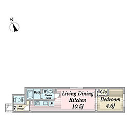 WELLSQUAREMlTAKA 1LDKの間取図画像