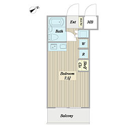 センチュリー西久保 ワンルームの間取り