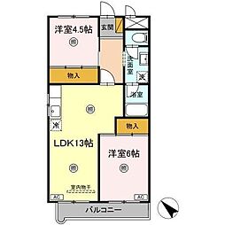 メゾンドゥ・ボヌール 1階2LDKの間取り