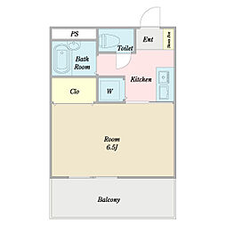 ルーナブルー北習志野 3階1Kの間取り