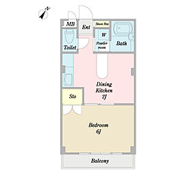 モンパレスIII 3階1DKの間取り