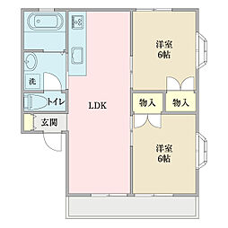 メゾン柴田 1階2LDKの間取り