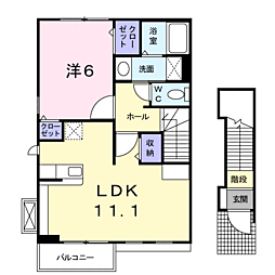 Ｒｅｆｉｎｏ（レフィーノ） 2階1LDKの間取り