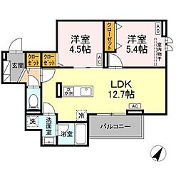 セレスティア細田C 2LDKの間取図画像