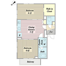 ＬＩＭＥ　ＢＬＵＥ白金 1階2DKの間取り