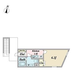 ツインスペック西大井ウエスト 1Kの間取図画像