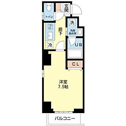 Luxe芝 1Kの間取図画像