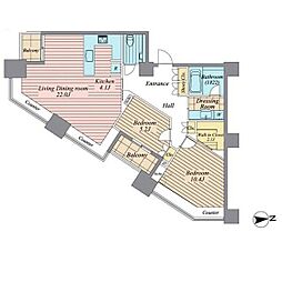 高輪ザ・レジデンスタワー棟 2LDKの間取図画像