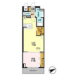 アルメール津田沼 4階1LDKの間取り