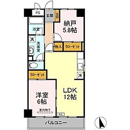 グランドール高橋 3階1LDKの間取り