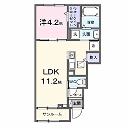 ｂｒｉｓａ　ｄｅｓｐａｃｉｏIII 1階1LDKの間取り