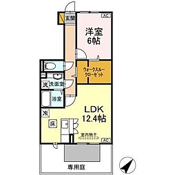 マルモガーデンハウス 1階1LDKの間取り