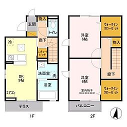 ウィット吉川　Ａ 1階2DKの間取り
