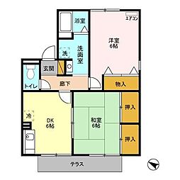 ルミエール津田沼 1階2DKの間取り
