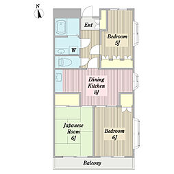 ニューコーポ高橋 0208 2階3DKの間取り