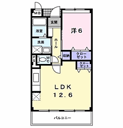 グラン　ボヌール　I 2階1LDKの間取り