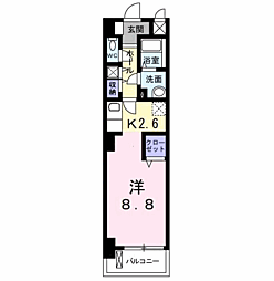 ラ・ベルソレイユ 205 2階1Kの間取り