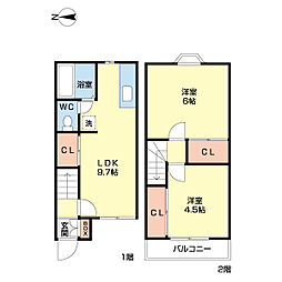 テラスラフォーレW-1 2LDKの間取図画像