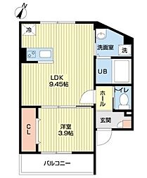 AJ馬橋2 1LDKの間取図画像