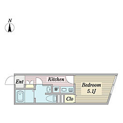 レイコー新八柱 1Kの間取図画像