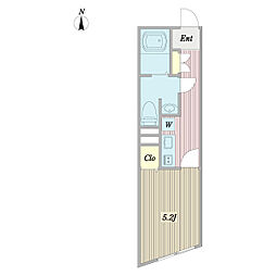 レイコー新八柱 1Kの間取図画像