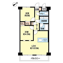 JR武蔵野線 東松戸駅 徒歩17分 2LDKの間取り