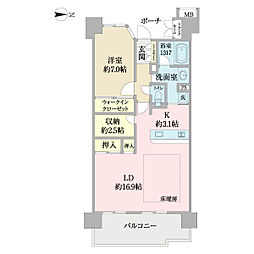 ソフィア柏グランハースト 1LDKの間取図画像