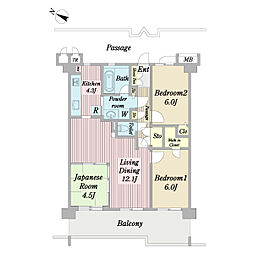 アルファグランデ緑が丘弐番街 3LDKの間取図画像