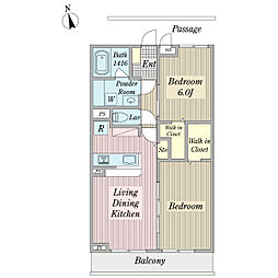 ヴァンベール 2LDKの間取図画像