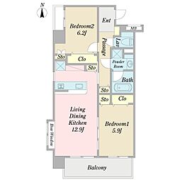 コリーヌリーブル緑が丘 2LDKの間取図画像