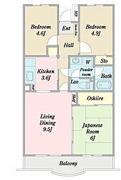 グリーンハイツ石井A棟 3LDKの間取図画像