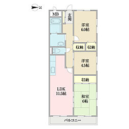 パールシティ八千代 3LDKの間取図画像