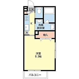 フェリーチェセッテ 1Kの間取図画像