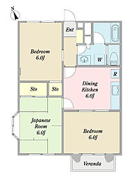 プレミールA 3DKの間取図画像