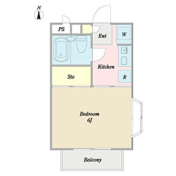 ｂｒｉｌｌｉａｎｔｐｌａｃｅ新松戸 2階1Kの間取り