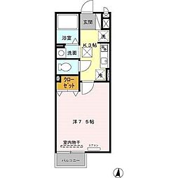 ラルゴ 1階1Kの間取り