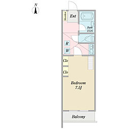 エステート新松戸23 2階1Kの間取り