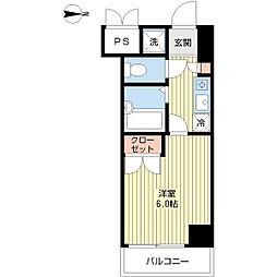 セントグレース 4階1Kの間取り