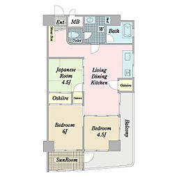 ペガサス北松戸 3LDKの間取図画像